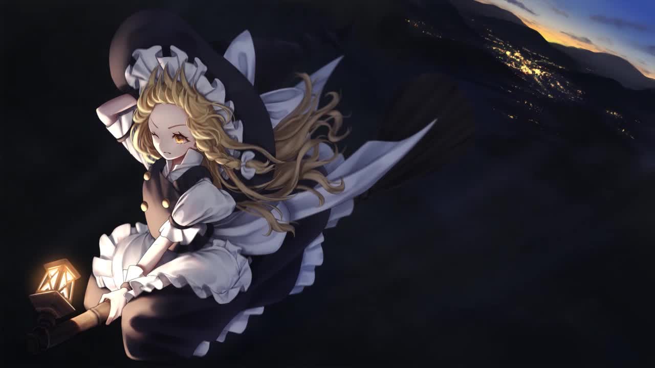 Download Marisa Kirisame Flying A Broom In The Sky Touhou Project 1 HD Live Wallpaper For PC