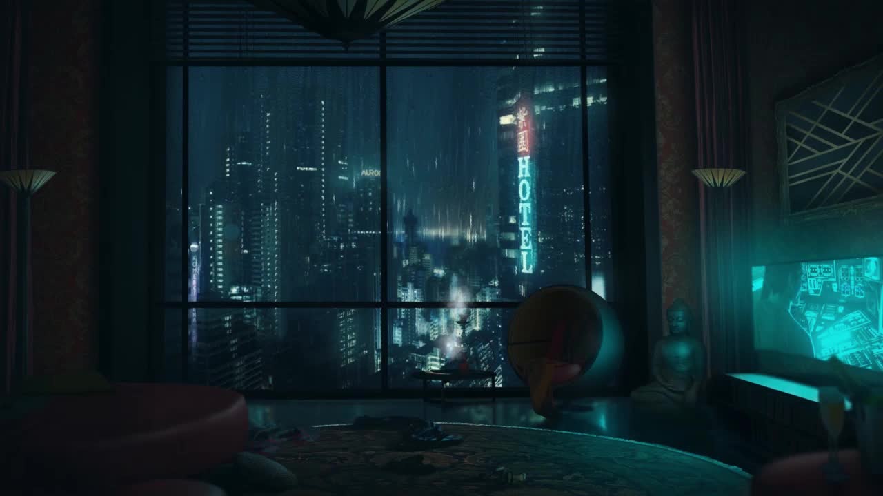 Download Rainy Night In The Sci Fi City HD Live Wallpaper For PC