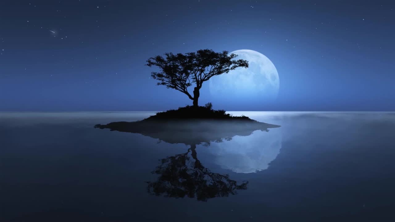 Download Lonely Tree Under The Moonlight HD Live Wallpaper For PC