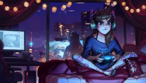 Download Dva Gaming Night Overwatch HD Live Wallpaper For PC
