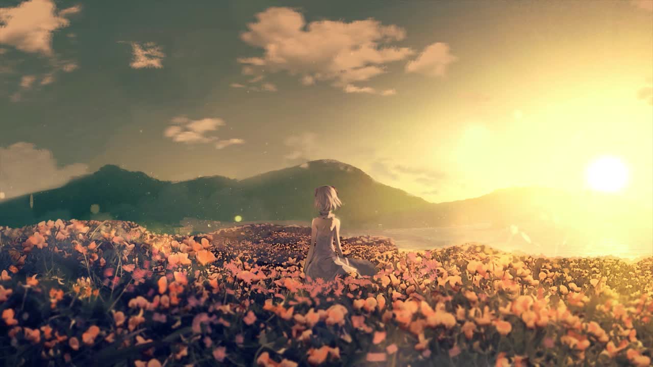 Download Anime Girl In Flower Field HD Live Wallpaper For PC