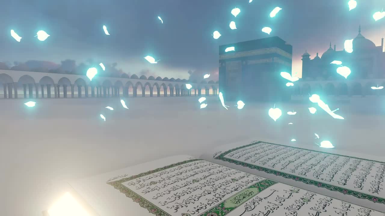 Download Stock Video 3d animation of a quran near a temple PC Live Wallpaper