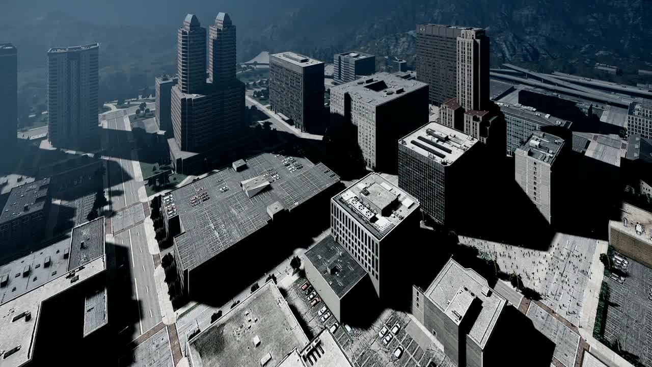 Download Stock Video 3d render with large buildings seen from above PC Live Wallpaper