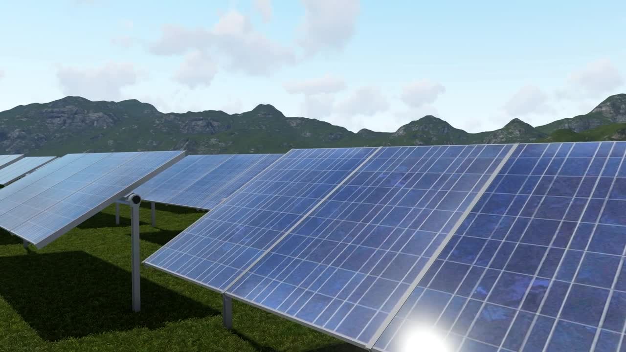 Download Stock Video 3d rendering of a plain covered with solar panels PC Live Wallpaper