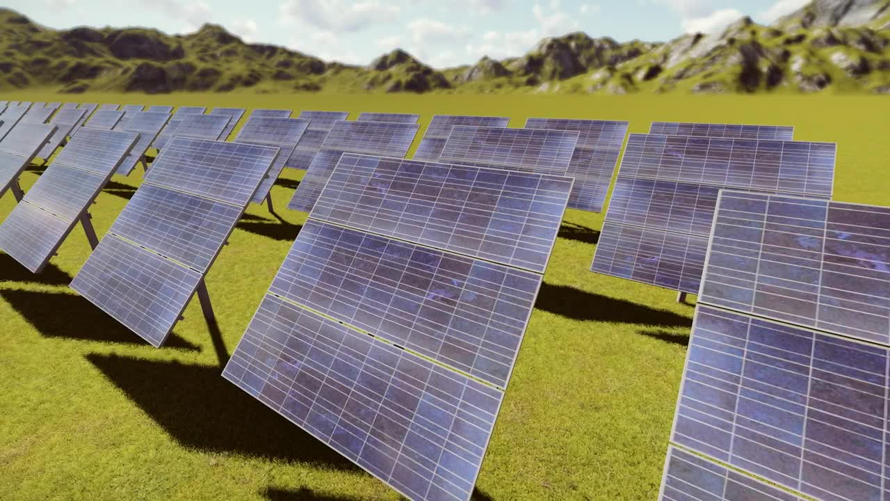 Download Stock Video 3d solar panels in the countryside PC Live Wallpaper