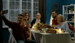 Download Stock Video A Family Taking A Selfie On Thanksgiving Dinner Live Wallpaper for PC