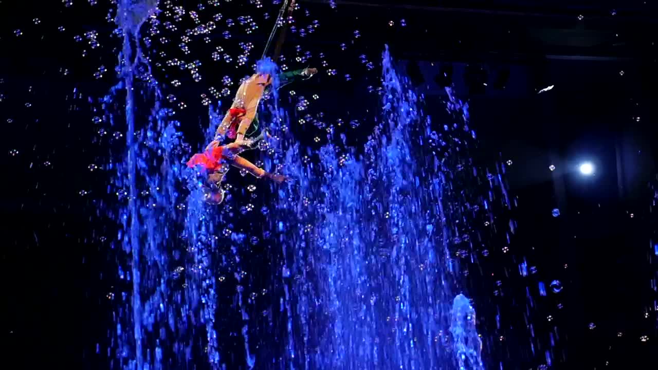 Download Stock Video Acrobats Performing Above Fountains Live Wallpaper for PC