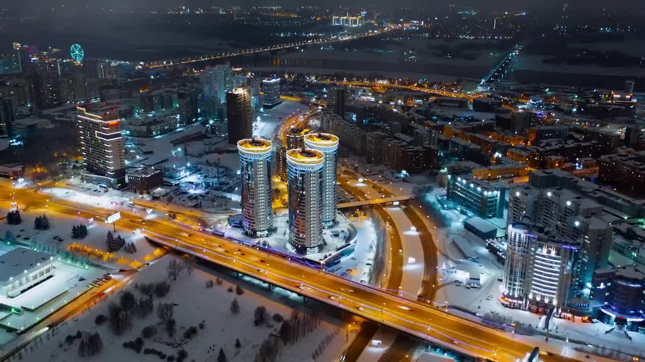 Download Stock Video Aerial Night Timelapse Of Russian City Live Wallpaper for PC