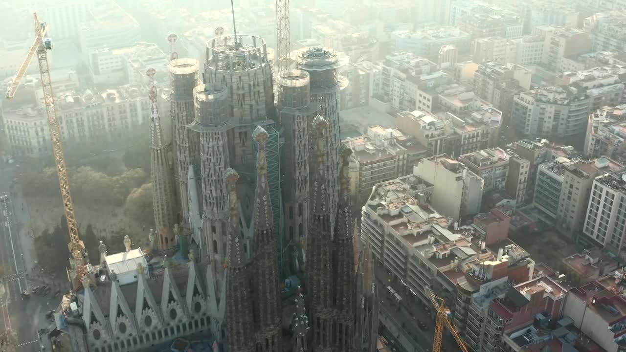 Download Stock Video Aerial Shot Of La Sagrada Familia In Spain Live Wallpaper for PC