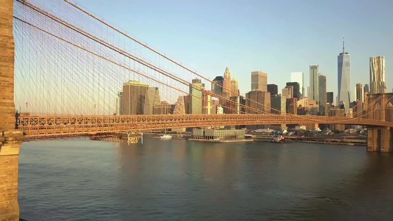 Download Stock Video Aerial Shot Of The Brooklyn Bridge And The City Live Wallpaper for PC