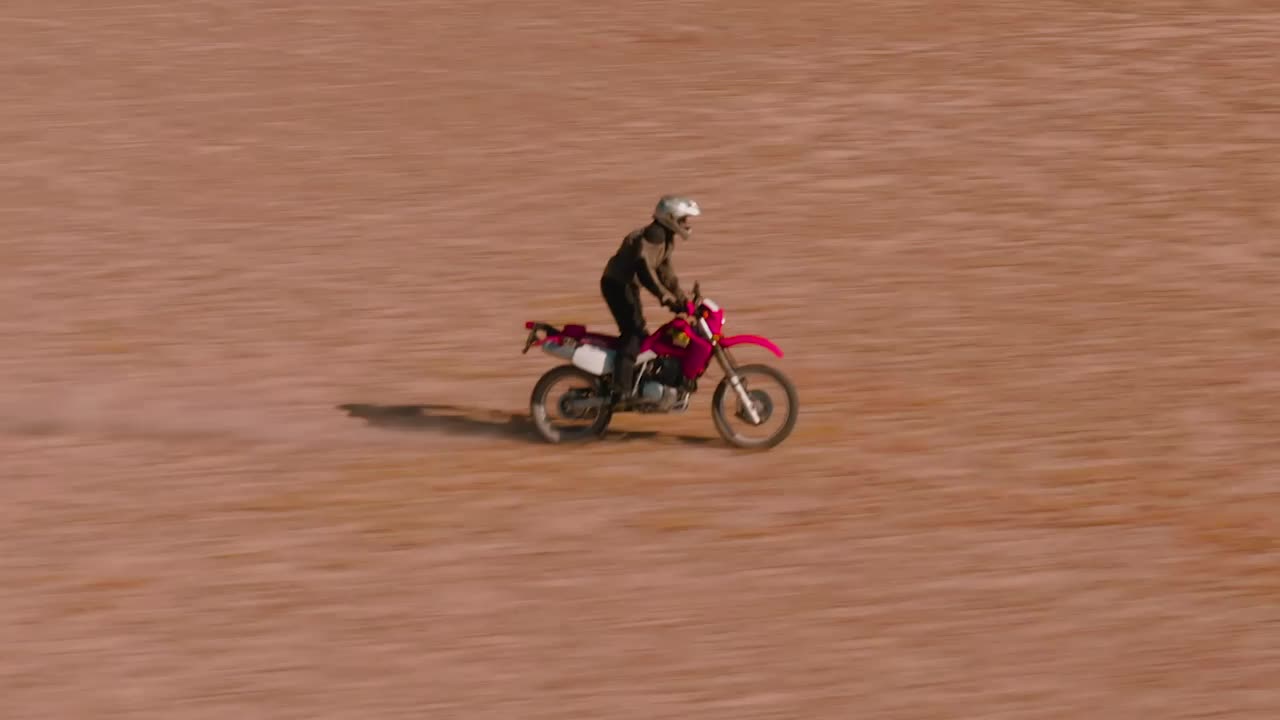 Download Stock Video Aerial Tracking Of A Man On A Motorcycle In The Live Wallpaper for PC