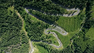 Download Stock Video Aerial View Of A Curvy Road Through The Forest Live Wallpaper for PC