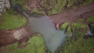 Download Stock Video Aerial View Of A Muddy Road With A Puddle And Live Wallpaper for PC