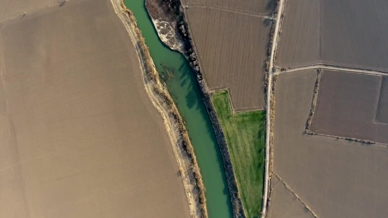 Download Stock Video Aerial View Of Agricultural Fields And A River Live Wallpaper for PC