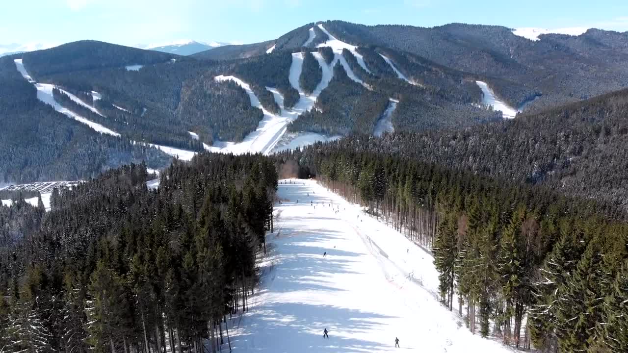 Download Stock Video Aerial View Of The Mountain Ski Track Live Wallpaper for PC