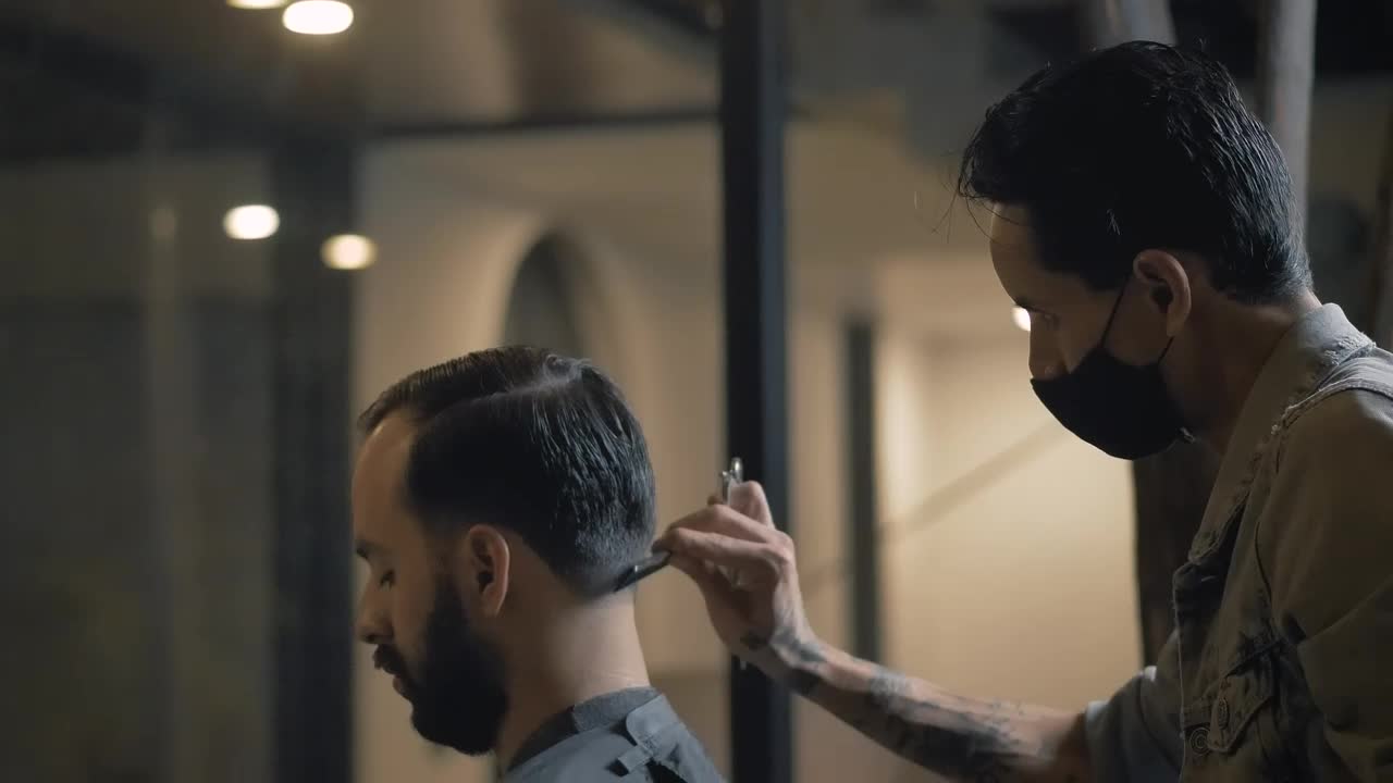 Download Stock Video Barber Cutting Into A Mans Hair Live Wallpaper For PC