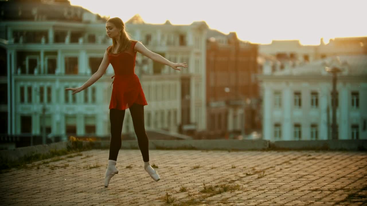 Download Stock Video Ballet Dancer Dancing On Top Of A Building Live Wallpaper For PC