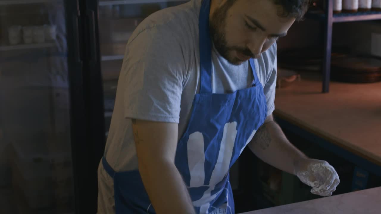 Download Stock Video Baker Preparing The Flour On A Table Live Wallpaper For PC