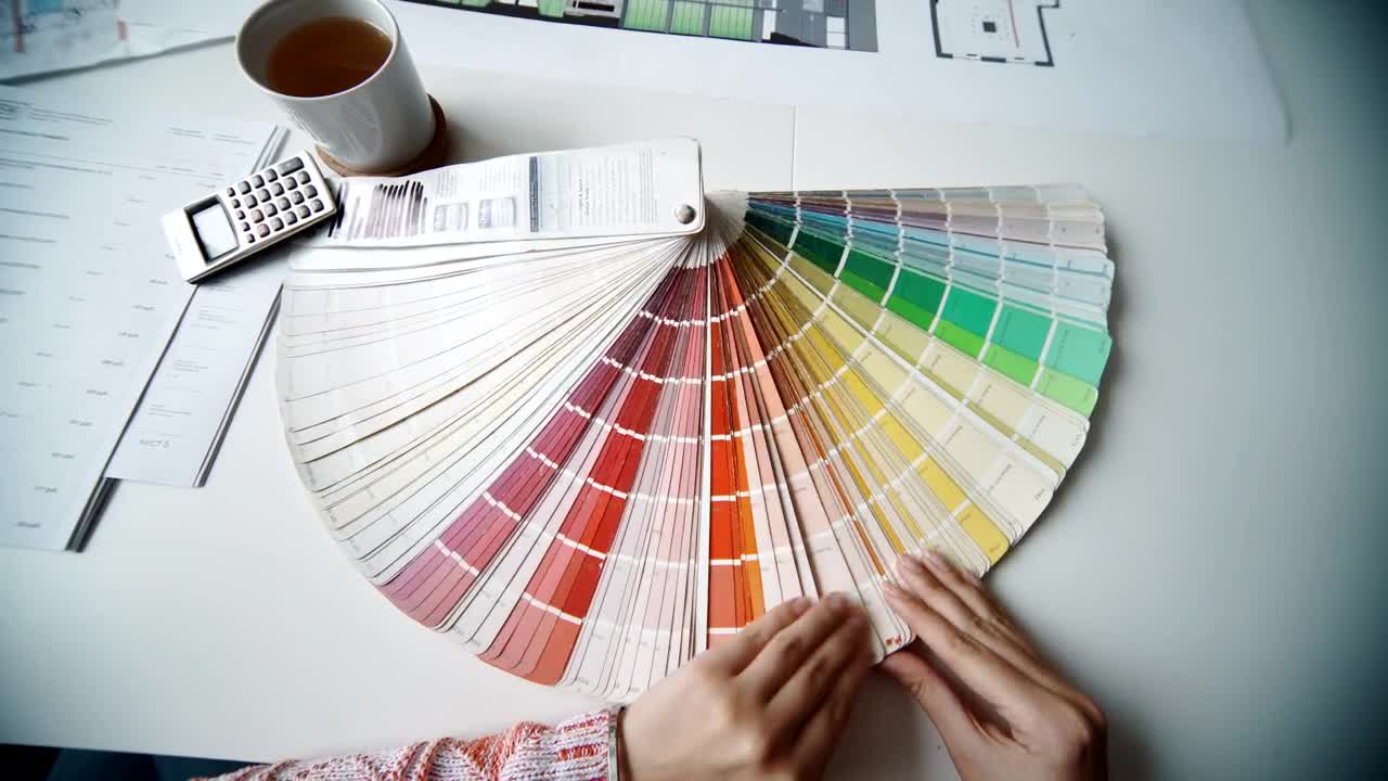 Download Stock Video Architect Choosing A Color From The Color Plate Live Wallpaper For PC