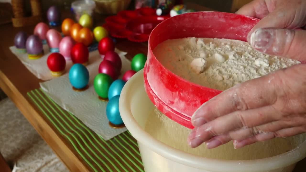 Download Stock Video A Woman Stirs Flour In The Kitchen Live Wallpaper For PC