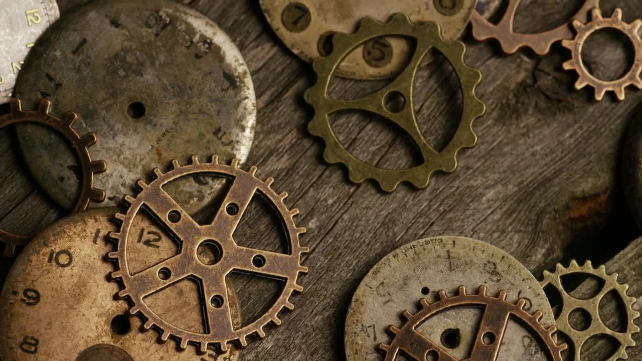 Download Stock Video A Variety Of Clock Gears On A Table Live Wallpaper For PC