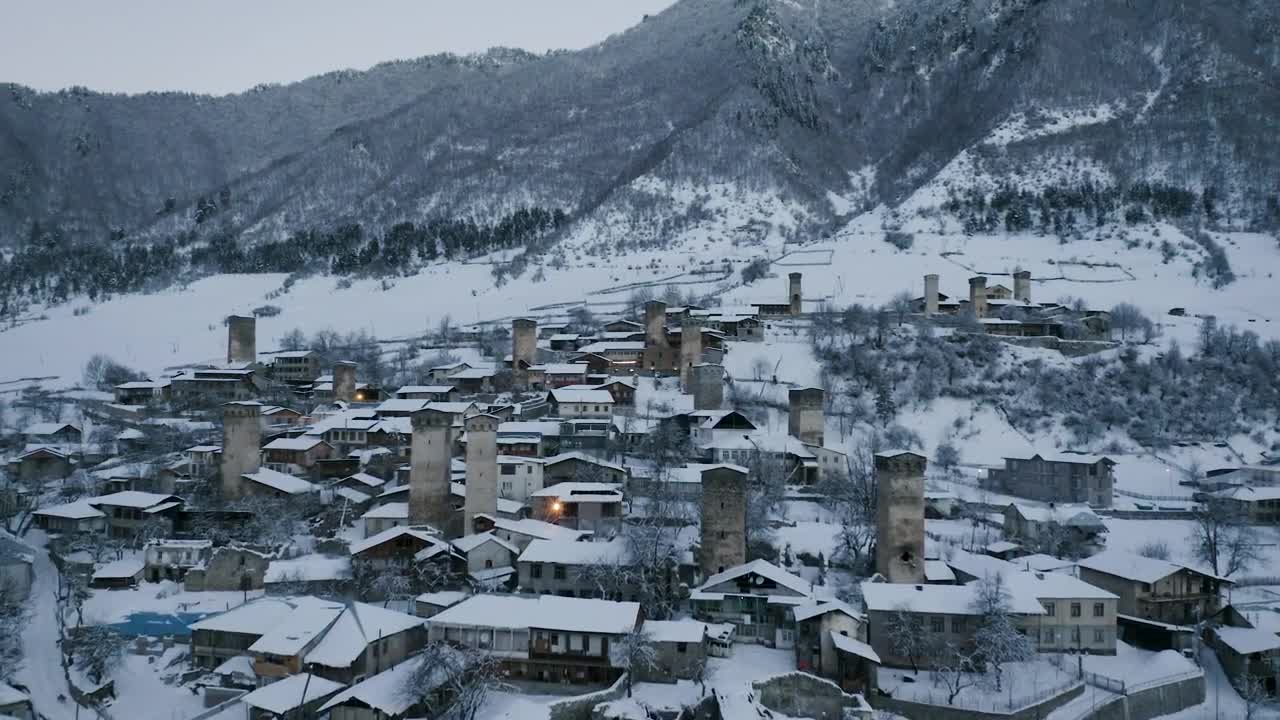 Download Stock Video A Town With Old Towers Covered In Snow Live Wallpaper For PC