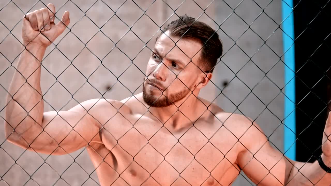 Download Stock Video A Shirtless Man Behind A Net In The Gym Live Wallpaper For PC