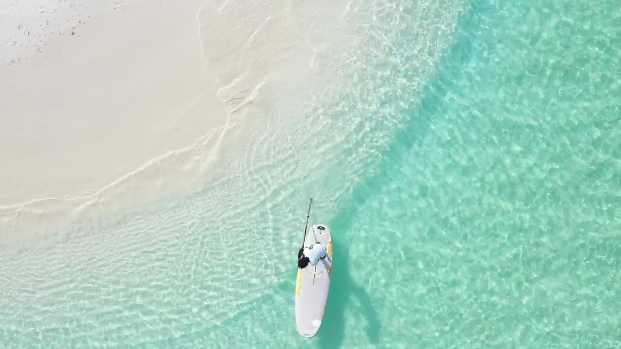 Download Stock Video A Man Paddling On A Board Near The Seashore Live Wallpaper For PC