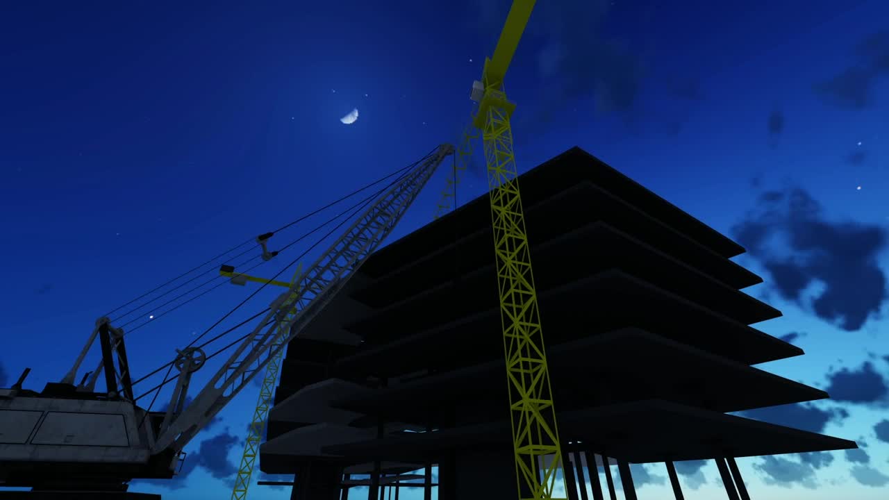 Download Stock Video Building Under Construction At Night Live Wallpaper For PC