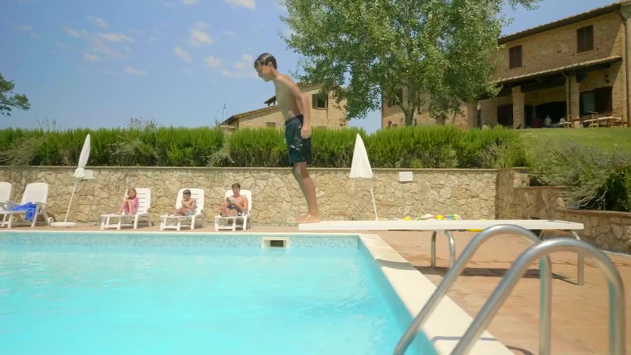 Download Stock Video Boy Entering The Pool Side Tracking Shot Live Wallpaper For PC