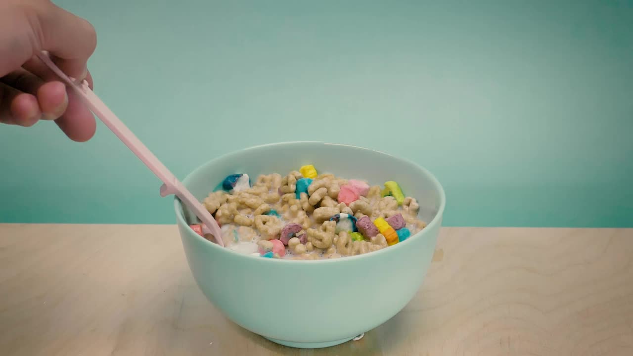 Download Stock Video Bowl With Sugary Cereal With Marshmallows And Milk Live Wallpaper For PC