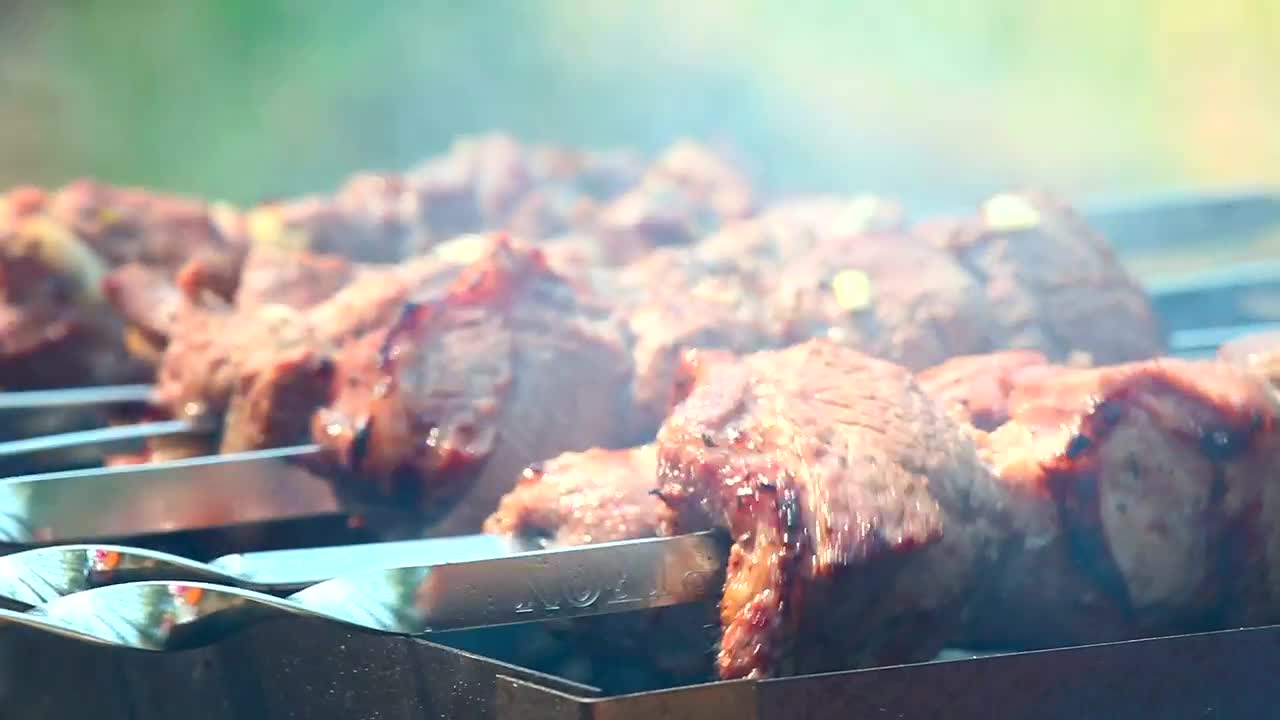 Download Video Stock Closeup Of Meat In The Grill Live Wallpaper For PC