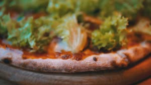 Download Video Stock Close Up Of A Pizza With Lettuce Live Wallpaper For PC