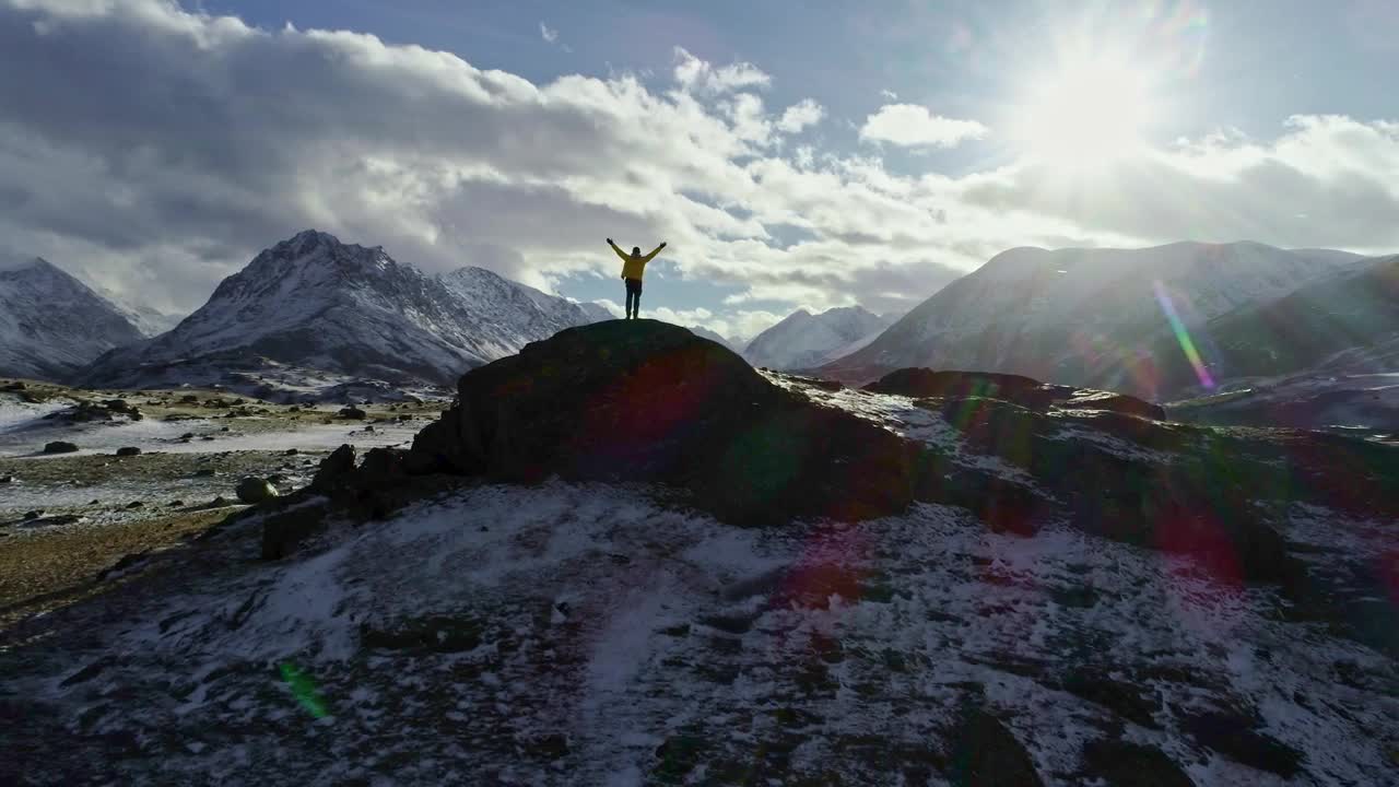 Download Video Stock Climber Enjoying Freedom On Top Of A Cliff Live Wallpaper For PC