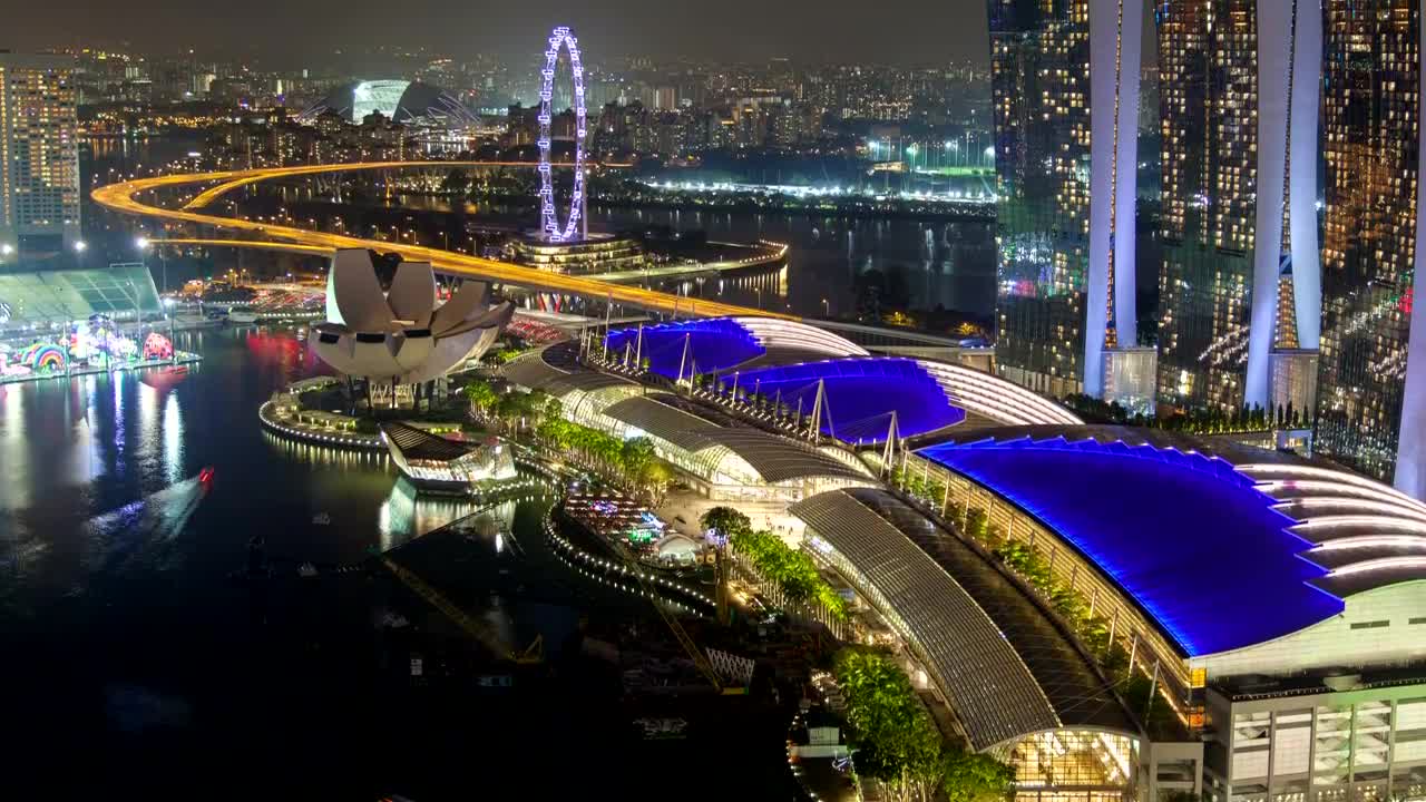 Download Video Stock Cityscape Of Singapore At Night Live Wallpaper For PC