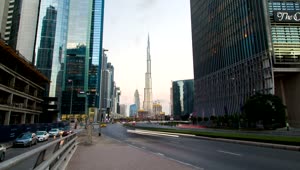 Download Video Stock City Street Traffic And Burj Khalifa In Background Live Wallpaper For PC