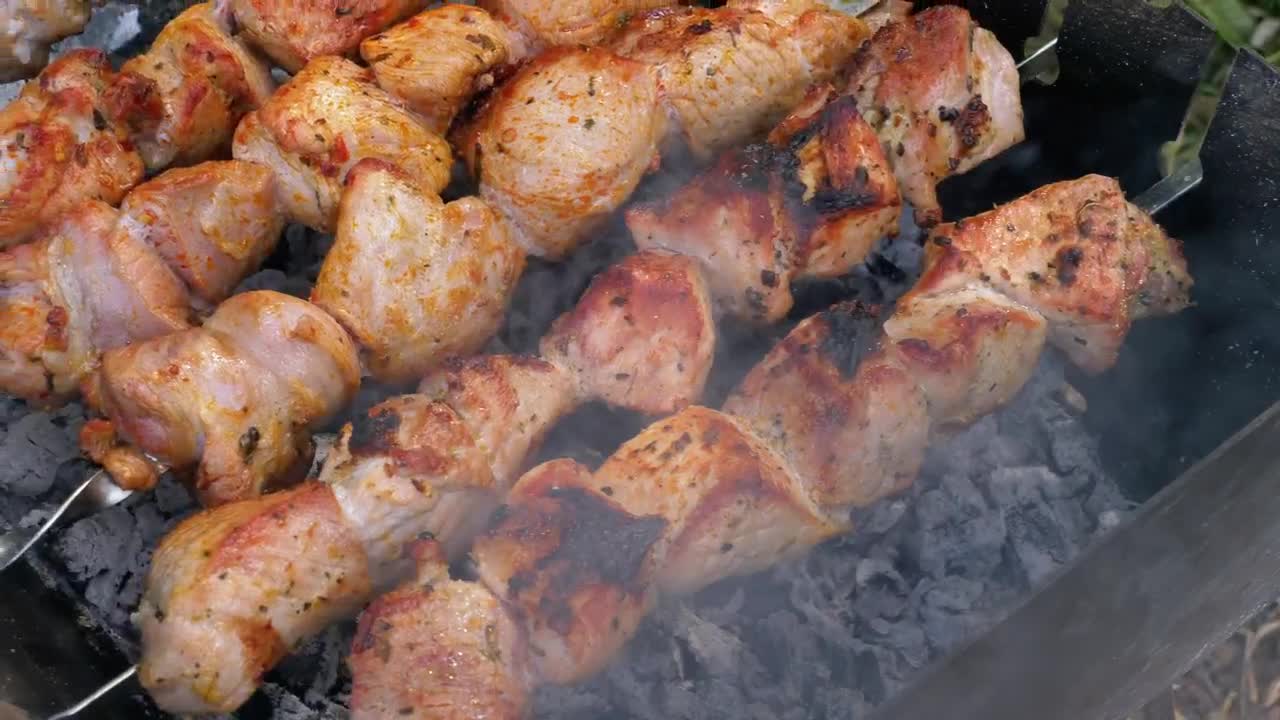 Download Video Stock Charcoal Meat Skewers Live Wallpaper For PC