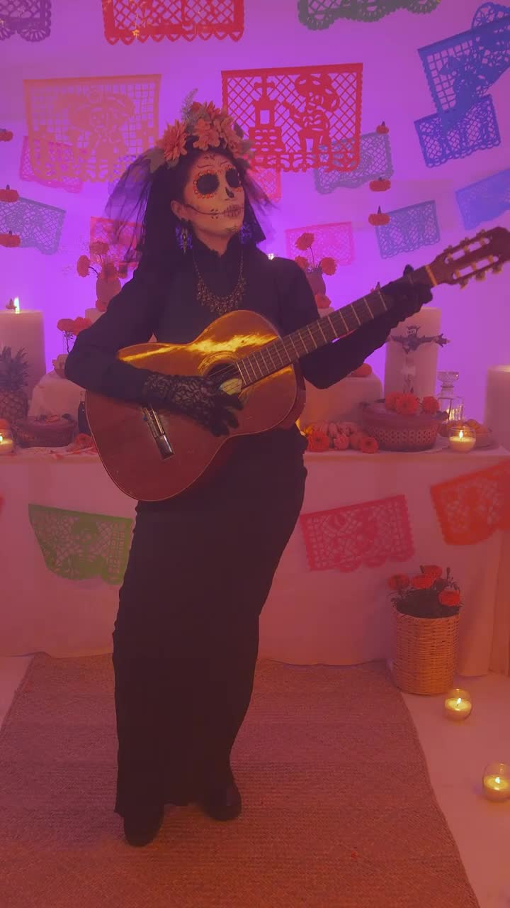 Download Video Stock Catrina Singing With Guitar At An Altar Of The Dead Live Wallpaper For PC