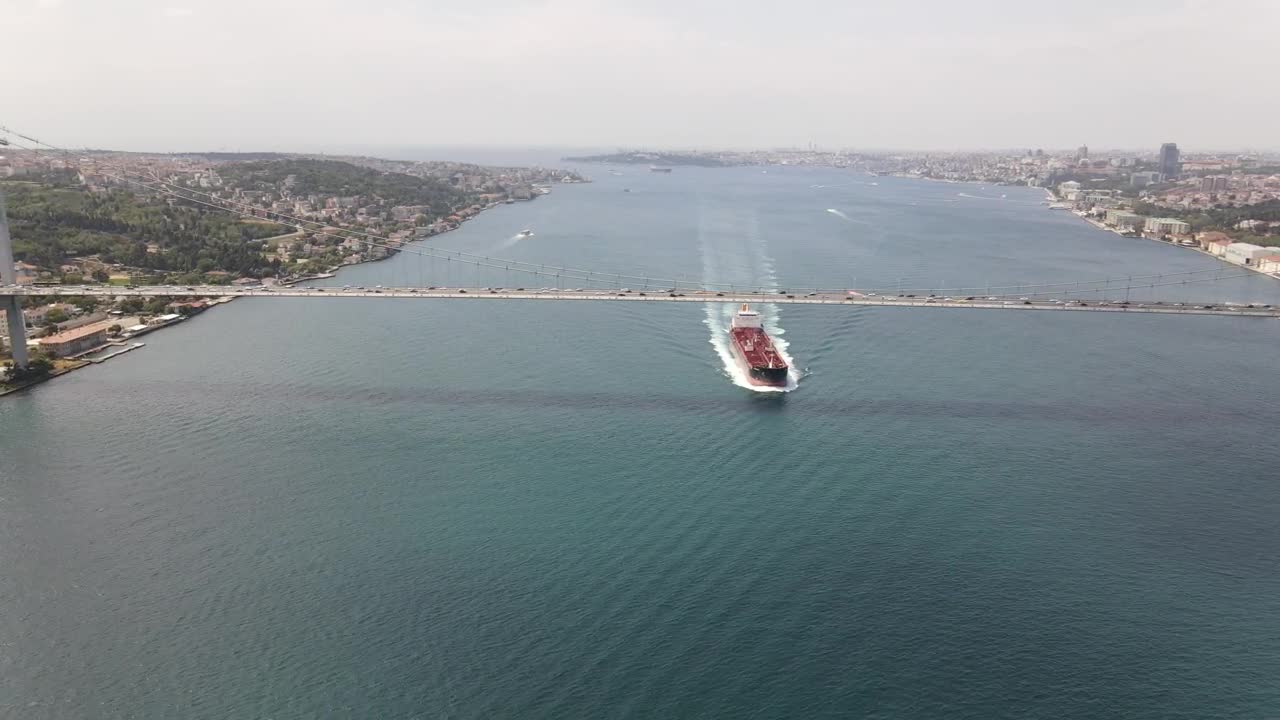 Download Video Stock Cargo Ship Passing Under A Large Bridge Live Wallpaper For PC