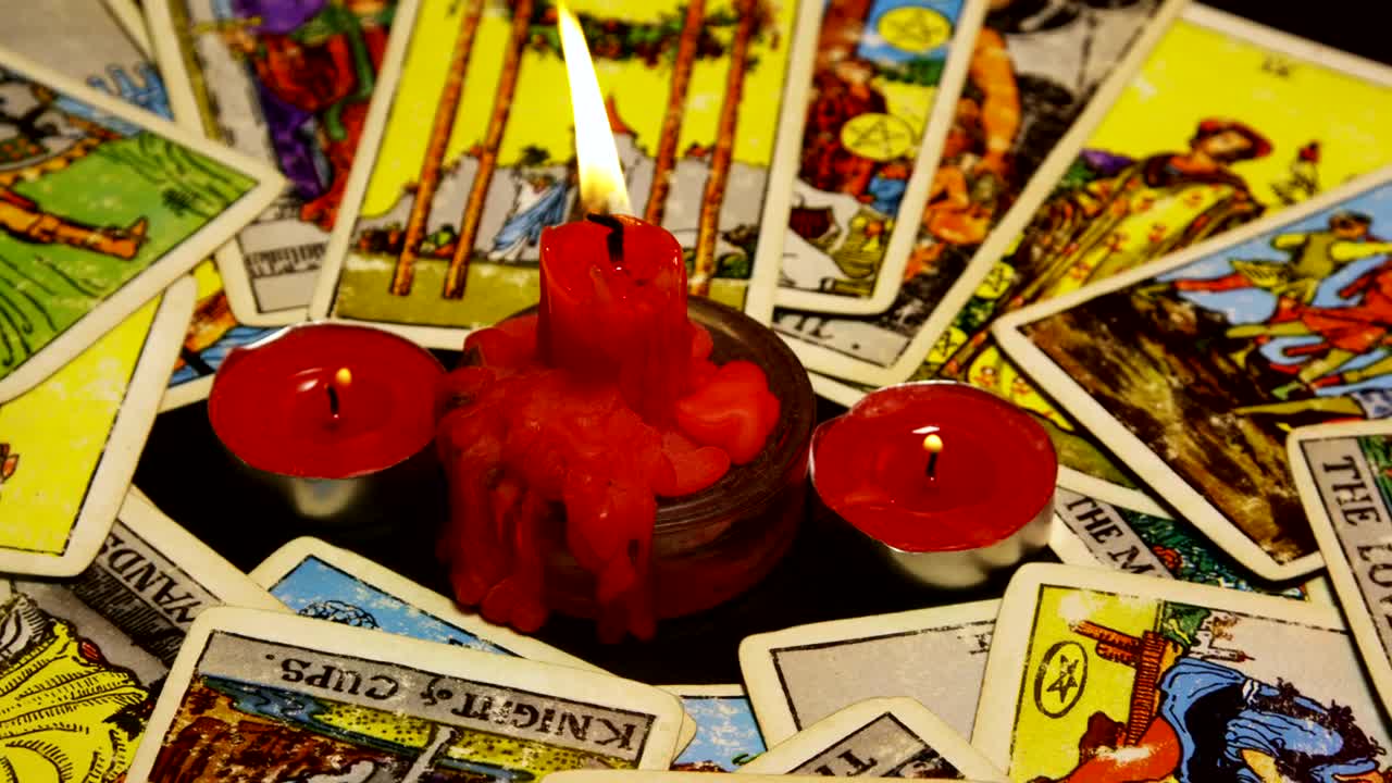 Download Video Stock Candles Burning Between Tarot Cards Live Wallpaper For PC