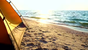 Download Video Stock Camping Tent On The Beach At Sunrise Live Wallpaper For PC