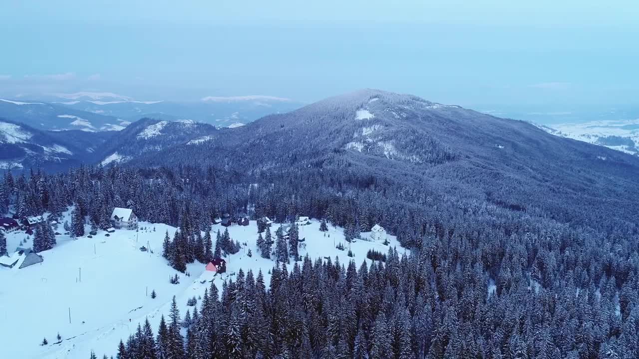 Download Video Stock Cabins In The Middle Of A Winter Forest Live Wallpaper For PC