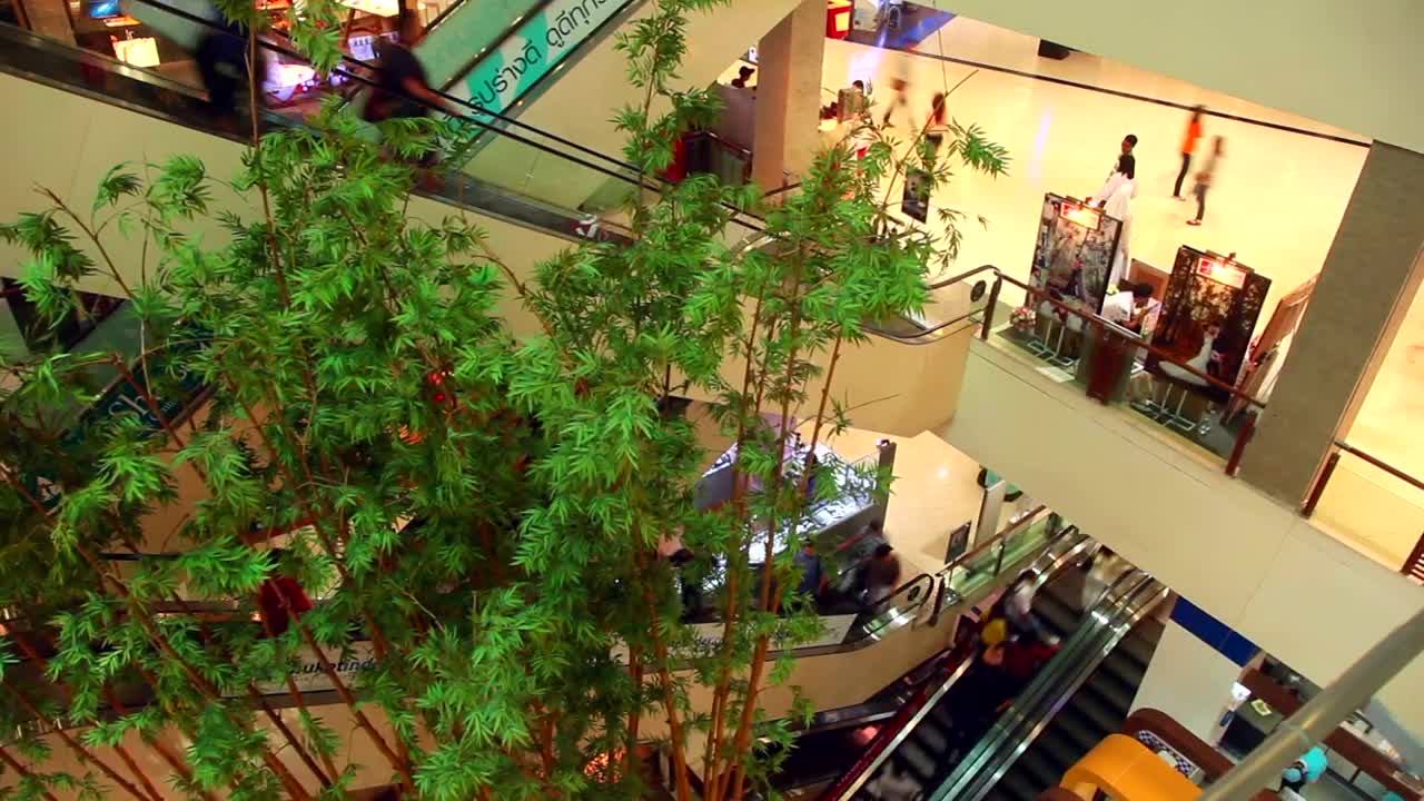 Download Video Stock Busy Mall Escalator Timelapse Live Wallpaper For PC