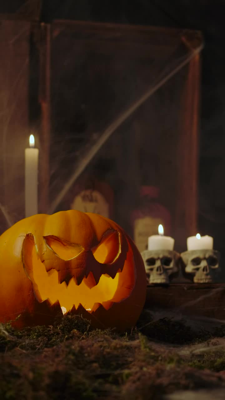 Download Stock Video Decorated For Halloween With Candles A Pumpkin And Cobwebs Live Wallpaper For PC