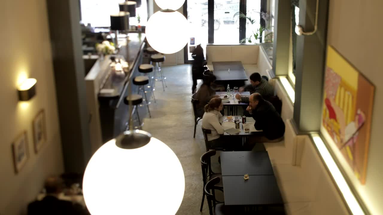 Download Stock Video Customers In A Minimalist Style Restaurant Live Wallpaper For PC