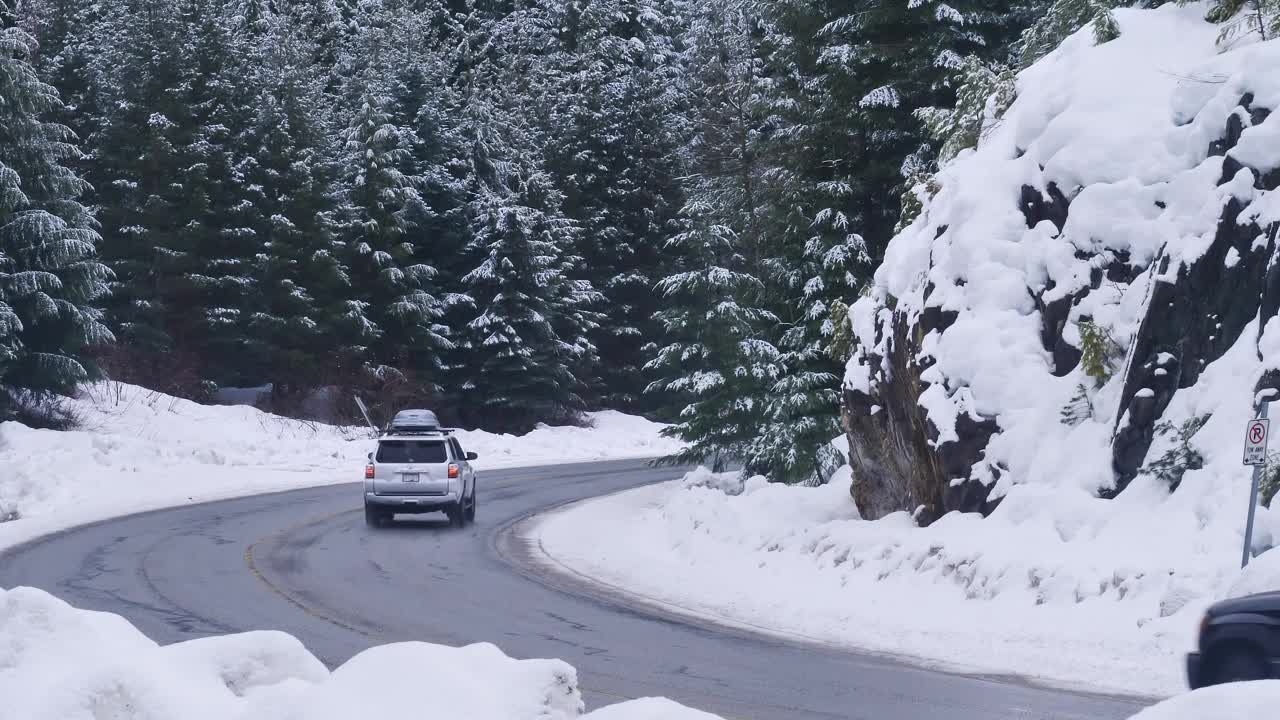 Download Stock Video Curve On A Snowy Forest Road Live Wallpaper For PC