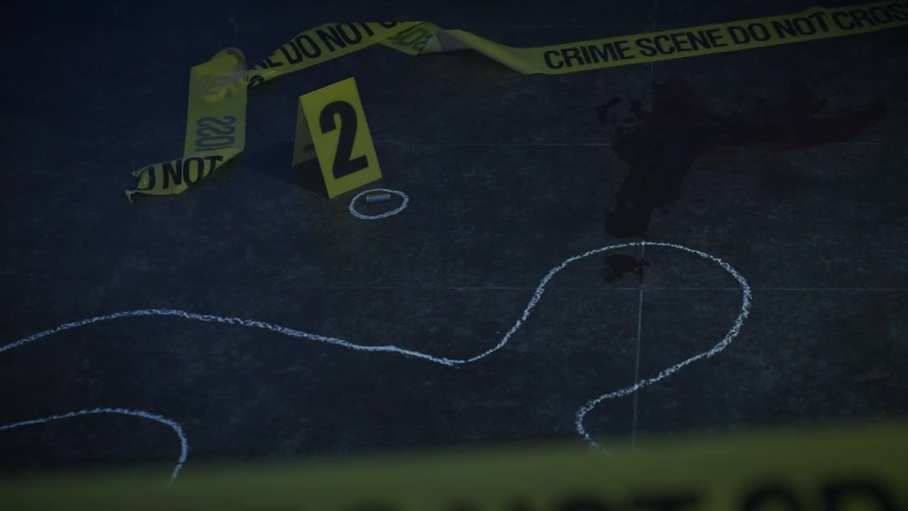 Download Stock Video Crime Scene With Evidence And A Silhouette Marked In Chalk Live Wallpaper For PC