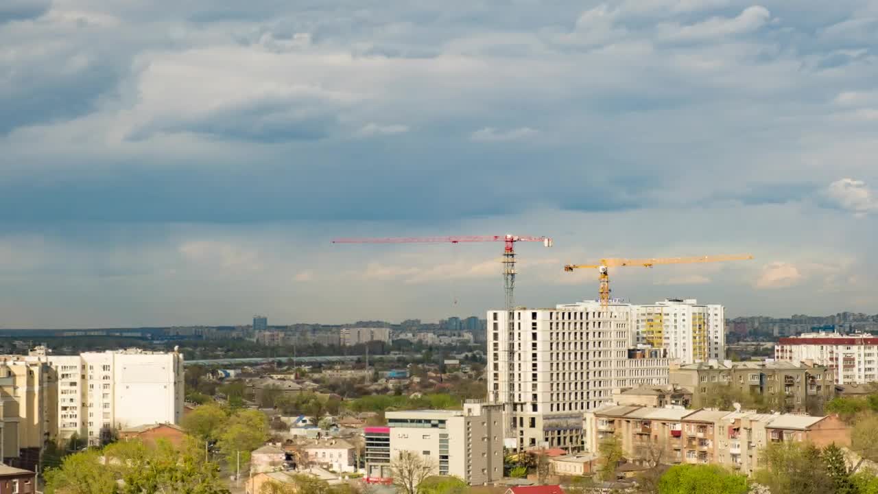 Download Stock Video Cranes Working On A Building Under Construction Live Wallpaper For PC