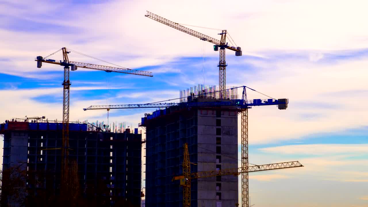 Download Stock Video Cranes On Building Construction Site Live Wallpaper For PC