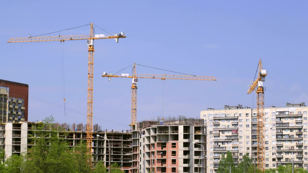 Download Stock Video Cranes At A Construction Site Live Wallpaper For PC